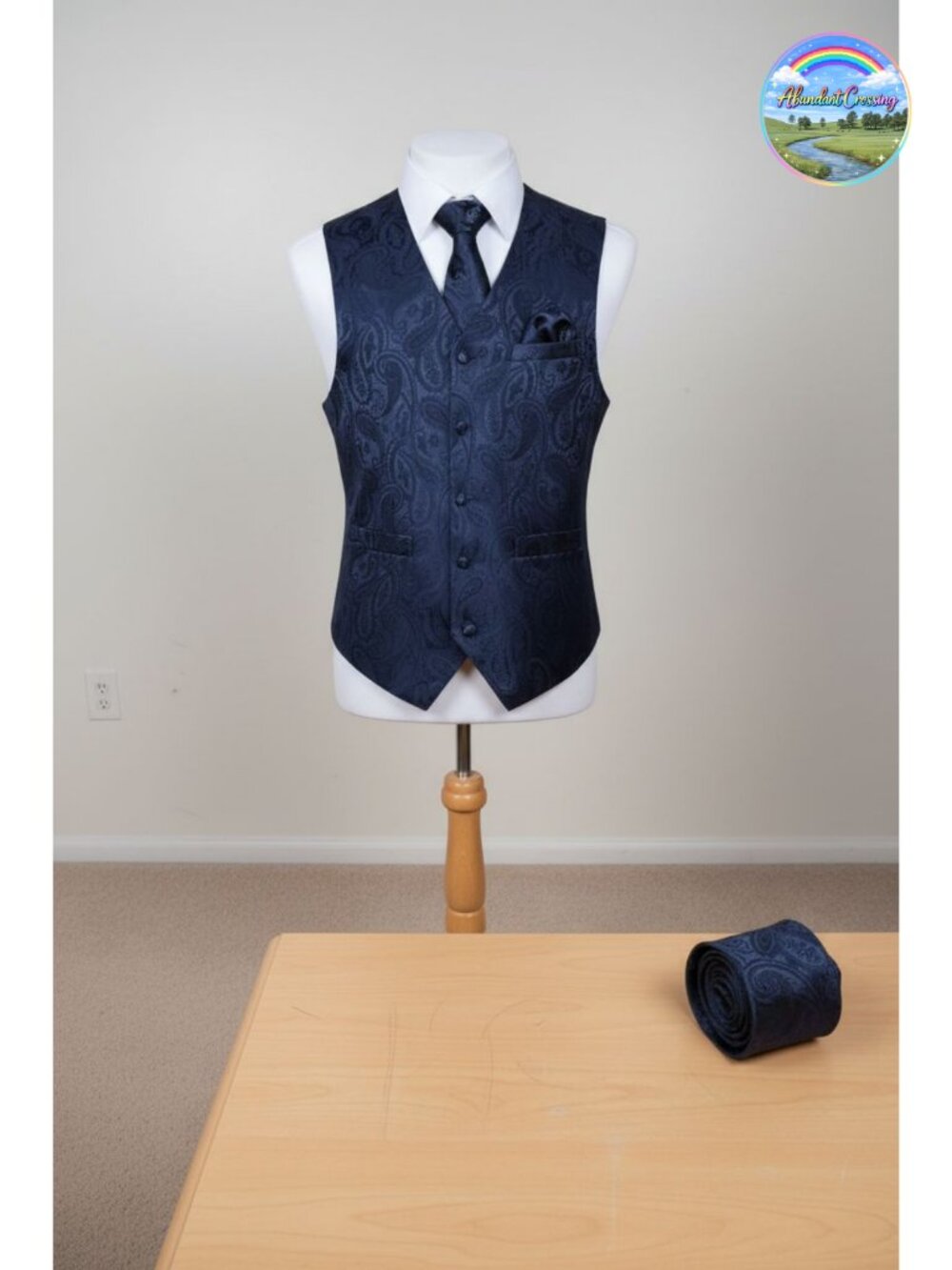 Mens 3PC Paisley Vest Tie Pocket Square Set Tuxedo Formal